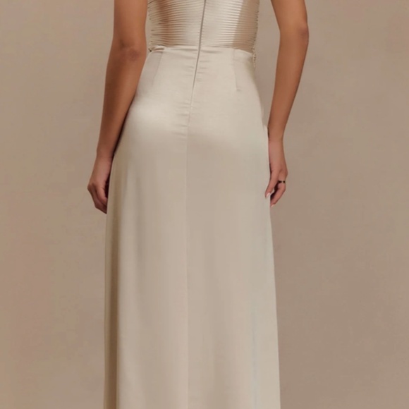 Larissa Satin Maxi Dress With Ruched Petals - Blush Gold (Meshki) - Picture 2 of 2